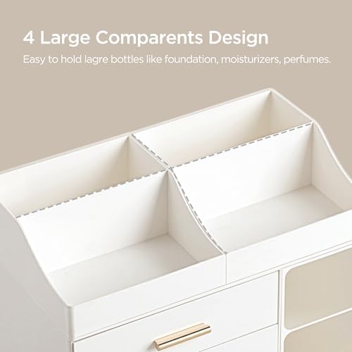 HBlife Makeup Organizer Countertop with Brush Holder,Large Bathroom Counter Organizer with Drawers,Skincare Organizers f