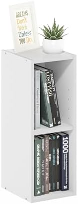 Furinno Fulda Book Shelf, 2-Tier Narrow Bookshelf, Bookcase with 8-in Width Storage Shelf, 9.3 x 7.9 x 21.2, for Living 