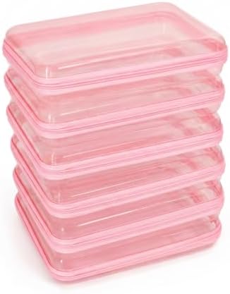 CoiiJoii 6Pcs Large Clear Hard Shell Zippered Case, Diaper Bag Organizing Pouches, Waterproof Cosmetic Bag, Toiletry Bag