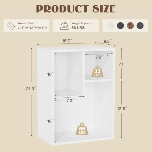 VECELO Cubby Storage Organizer Bookcase, Open Cube Display Shelf Cabinet, Freestanding Multicompartment Bookshelf for De