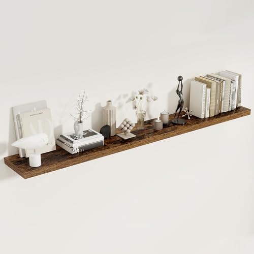 Fun Memories 72 Inch Floating Shelves, 8 Inch Deep Floating Shelf, Large Shelves with Invisible Bracket for Books|Storag