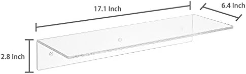 MyGift 17-Inch Clear Acrylic Floating Shelves - Wall Mounted Modern Crystal Display Shelf Racks, Set of 3