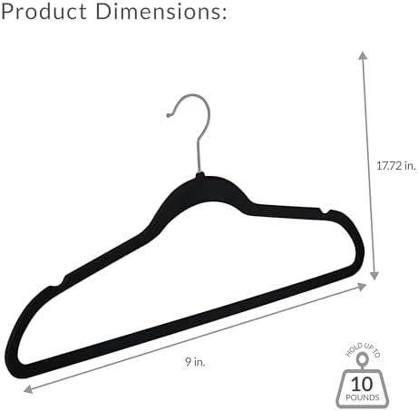 Simplify 10 Super Slim Velvet Huggable Hangers in Black