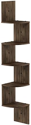 5-Tier Zigzag Corner Shelf Wall Mounted, Radial Corner Wall Shelf, Floating Book Shelves for Wall, for Bedroom, Home Off