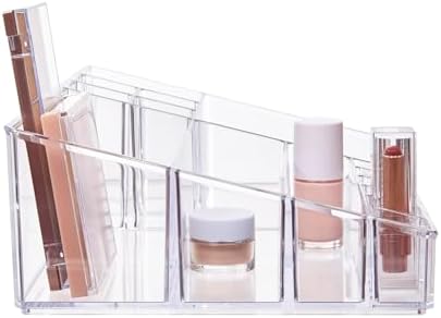 STORi Audrey Clear Vanity Makeup Organizer | 15-Compartment Holder for Brushes, Eyeshadow Palettes, & Beauty Supplies | 