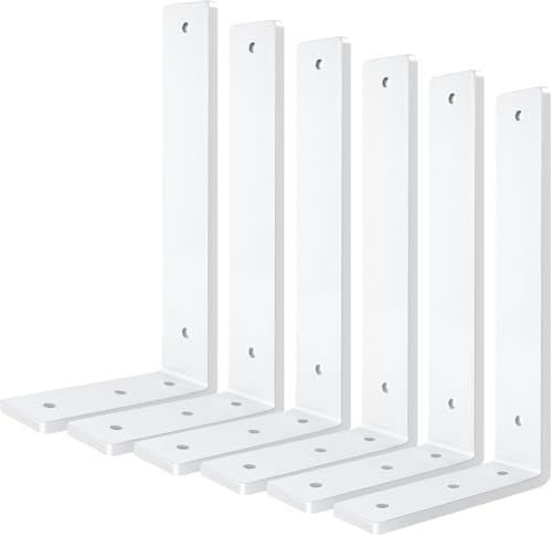 White Floating Shelf Bracket 14 Inch, 6 Pack Heavy Duty Shelf Brackets, Wall Shelf Bracket for DIY Decorative with Mount
