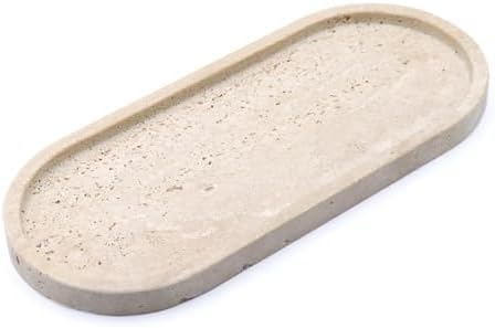 Natural Marble Tray, Oval Vanity Decorative Tray for Bathroom Counter, Countertop Stone Organizer, Catchall Tray for Kit