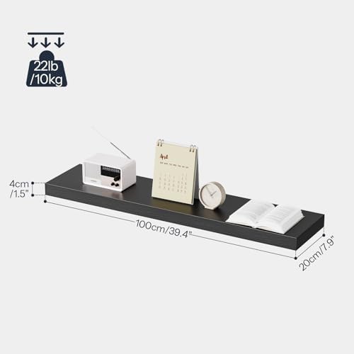 HOOBRO Floating Shelves for Wall, Wall Mounted Shelf Set of 2, 39.4" Hanging Shelf with Invisible Brackets, for Wall Dec