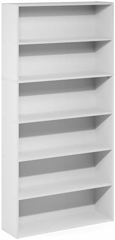 Furinno PASIR Book Shelf, 6-Tier Bookshelf with Open Storage Shelf, Standing Bookcase, 9.4 x 31.5 x 63, Easy Assembly, f
