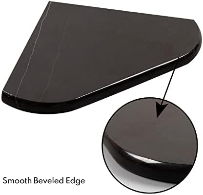 Lovdeco Marble Corner Shelf Wall Mount, Nero Marquina Black Marble Corner Shower Shelf, Polished 8" Round Edge Corner Sh