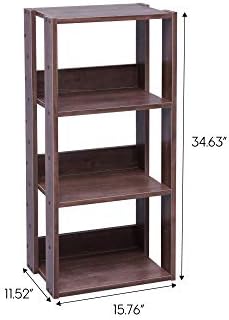 IRIS USA 3-Tier 16" Open Wooden Bookshelf with Adjustable Shelves, Brown