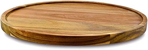 12" Acacia Wood Lazy Susan Organizer Kitchen Turntable for Cabinet Pantry Table Organization