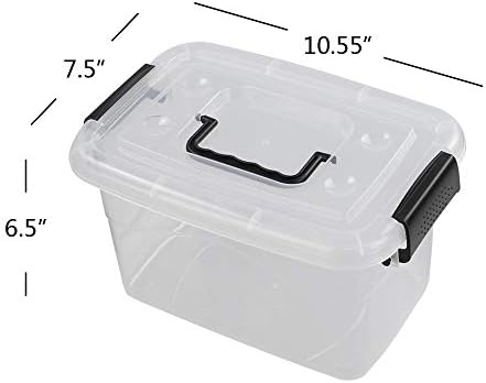 5 L Plastic Storage Bin with Lid, Transparent Organizing Box Set of 6