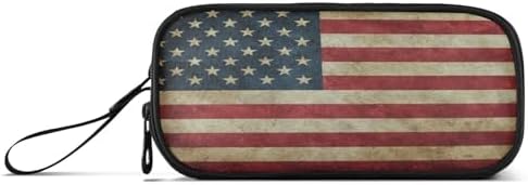 Wfrish American Flag Pencil Case Pencil Pouch Big Capacity 3 Compartments Back to School Supplies for Teen Girl Boy Pouch Pen Bag Large Storage Organizer with Zipper Handle for Men Women