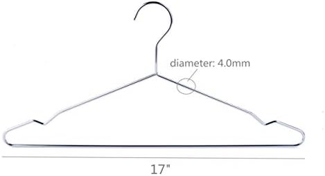 17 Inch Metal Clothes Hanger 20 Pack, 4.0mm Heavy Duty Shirt Blouse Hanger for Coat Suit Bridal Boutique, Space Saving Slim Wire Hanger for Camisole Trousers Wedding Dress（Sliver）