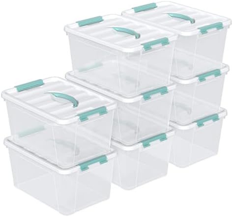 8-Pack Stackable Clear Storage Bins with Lids, 14-Qt Storage Box