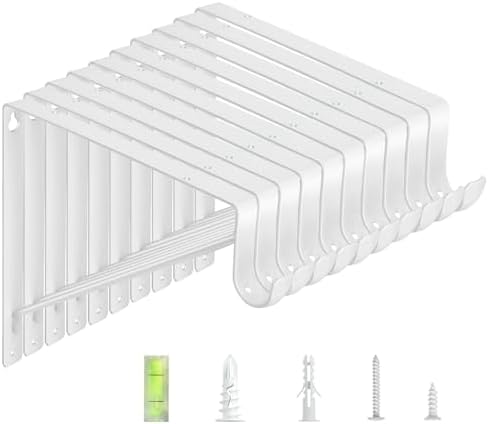 10-Pack Closet Rod Bracket, 10.8x10.8Inch Closet Shelf Brackets Heavy Duty Wall Mounted, Matte White Steel Closet Rod Su