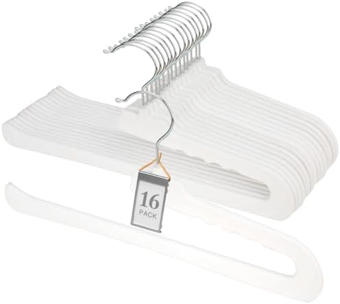 Velvet Pant Hangers Open End,16 Pack Non Slip White Felt Trouser Hangers