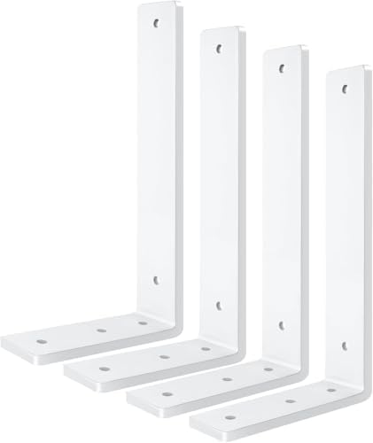 White Floating Shelf Bracket 16 Inch, 4 Pack Heavy Duty Shelf Brackets, Wall Shelf Bracket for DIY Decorative with Mount