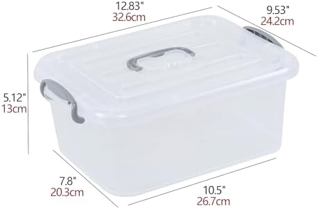 Kekow 2-Pack Clear Storage Latch Box, Plastic Containers with Lids, 8 L