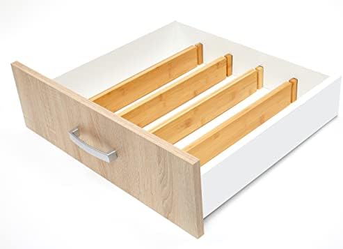 RoyalHouse Adjustable Bamboo Drawer Dividers, 4-Pack (18" - 22")