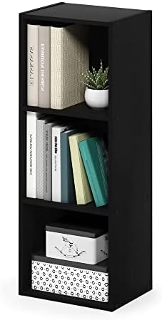Furinno PASIR Book Shelf, 3-Tier Open Shelves Bookshelf, Bookcase, 9 x 12 x 32, for Living Room, Bedroom, Home Office, D