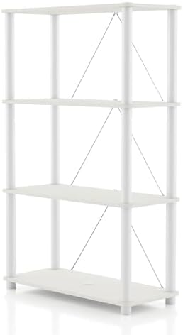 Homes: Inside + Out Apexa Modern 4-Tier Wide Shelving Units, Collectibles Display Shelves, Easy Assembly Standing Shelf,