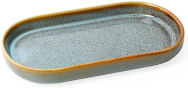 INGOFIN Ceramic Bathroom Vanity Tray for Counter, Decorative Organizer Tray