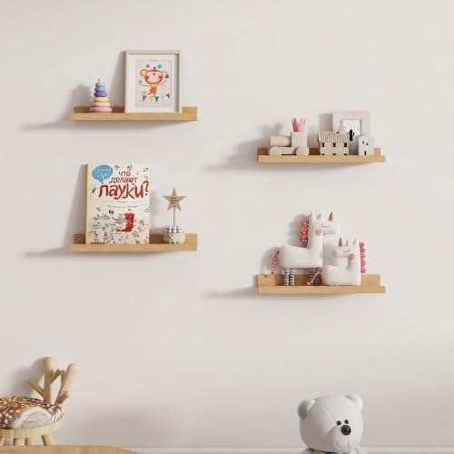 Dreamland Picture Ledge Shelf for Wall, Floating Shelves Set of 2,18 inch Long Floating Shelves with Lip for Living Room
