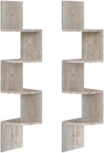 HOOBRO Corner Shelf Wall-Mounted, Set of 2 Floating Corner Shelves for Wall