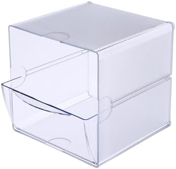 Deflecto Stackable Cube Organizer, Desk and Craft Organizer, 1 Drawer, Clear, Removable Drawer, 6"W x 6"H x 7"D (350801)