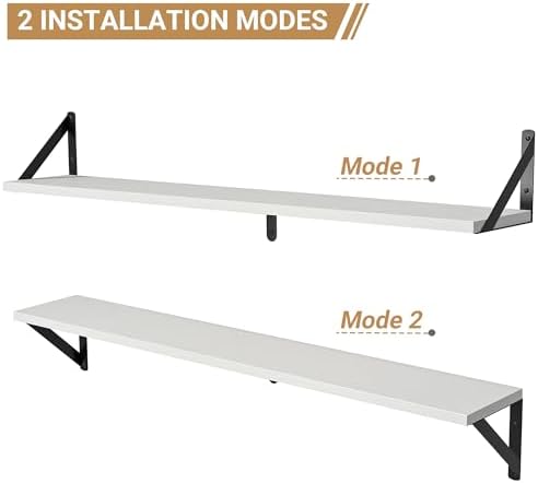Heimlove Floating Shelves for Wall, 36 Inch Long Wood Floating Bookshelf Set of 3, Wall Mounted Hanging Shelf for Bathro