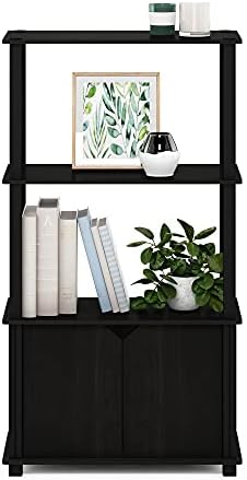 Furinno GO GREEN Storage Shelves, 4-Tier Book Shelf, Bookcase, Display Shelf with Open Shelf and Closed Storage, for Org