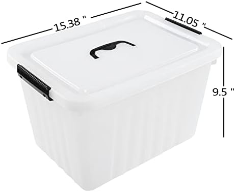 4-Pack 25 Quart Storage Boxes, Plastic Storage Latch Bin