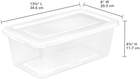 Sterilite Storage Boxes, Stackable Clear Plastic Bins, 6 Quart, 24-Pack