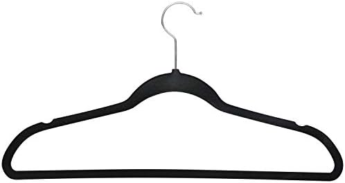 Simplify 10 Super Slim Velvet Huggable Hangers in Black