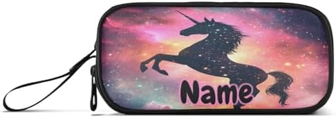Custom Unicorn Galaxy Sky Pencil Case Box Boys Girls Personalized Name Large Pencil Pouch Stationery Pen Bag Organizer for Kids Adults School Office