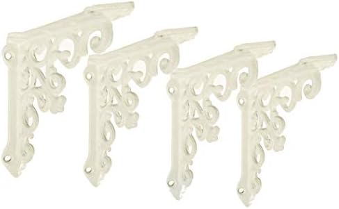 NACH Victorian Antique White Shelf Brackets 5 inch, Decorative Shelf Brackets for Wood Shelves, Small Shelf Brackets, Wa