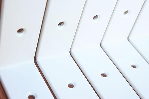 16 Pack - L 8" x H 6" x W1.5, 5mm Thick White L Shelf Bracket, Iron Shelf Brackets, Metal Shelf Brackets, Floating Shelf