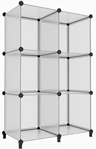 HOMIDEC 6 Light Grey Cube Storage Organizer, Modular Storage Shelf with Hammer, Cube Storage Bin Cabinet Closet Bookshel