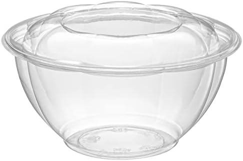 GUSTO [32 oz. - 50 Count Clear Plastic Salad Bowls with Lids, Disposable Salad Containers for Lunch - Perfect for Takeout, Salads, and Meal Prep (Formerly Comfy Package)