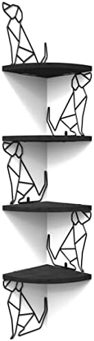 Alsonerbay 4-Tier Dog Shaped Corner Shelf Wall Mount, Black