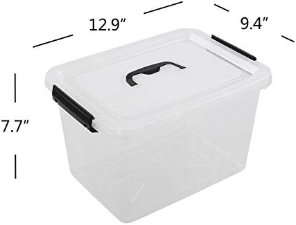 Idomy 1-Pack Clear Plastic Storage Latch Box with Lids, 10 L Storage Bin
