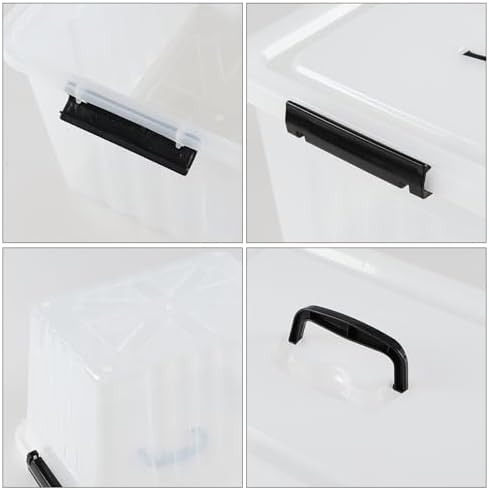 4-Pack Storage Bins with Latch Lids, Clear Plastic Storage Box, 18 L