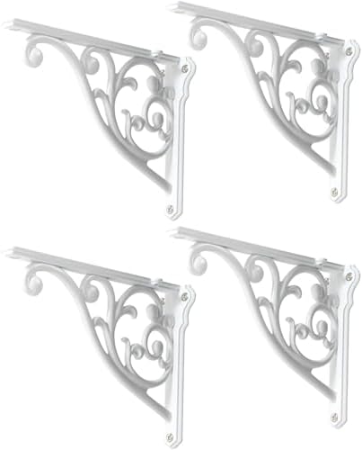 Shelf Brackets 6 Inch 4 Pack Heavy Duty White Wall Bracket Victorian Kitchen Decorative Rack Shelves, Shelf Bracket Avai