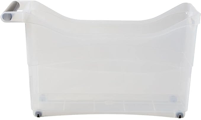 Storage Bin with Handle and Rolling Wheels for Kitchen Organization Plastic - Black