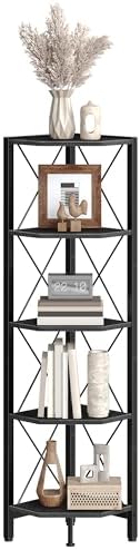 CHOEZON 5-Tier Corner Shelf, Corner Bookcase, 55.2" Tall Vertical Display Rack, Plant Stand, Open Storage Shelf, for Liv