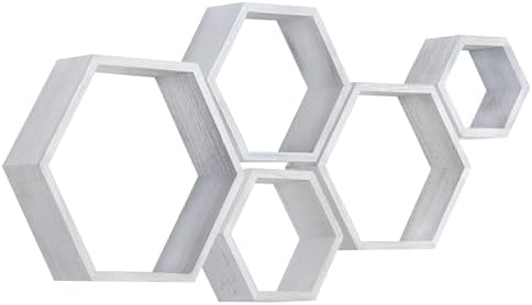 Hexagon Shelves,Floating Wall Shelf,Honeycomb Octagon Cube Shelves Wood