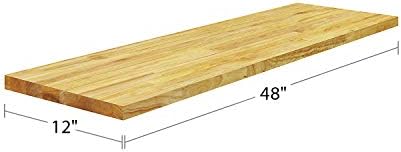 BenchPro Floating Shelf Wall Mounted Solid Butcherblock Shelf 12" Depth x 48" Length x 1" Thick Highest Grade Lumber - N