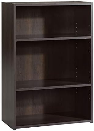 Sauder Beginnings 3-Shelf Bookcase, Bookshelf with Adjustable Storage Shelves, in Med Wood Finish